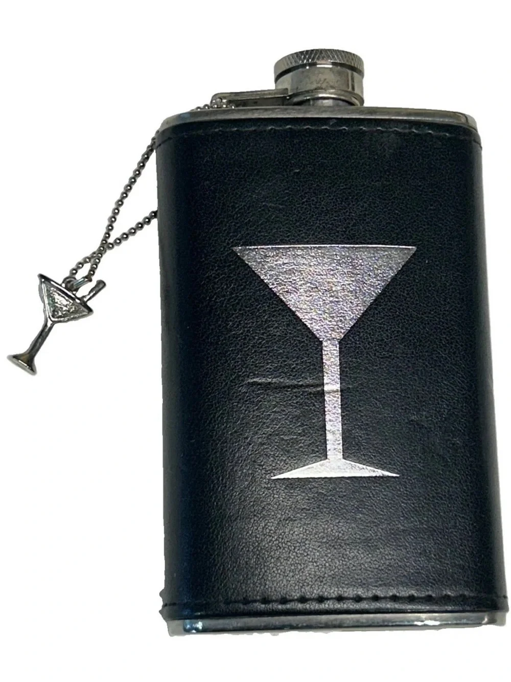 Whiskey Flask 5 Oz Martini Emblem & Charm Stainless Steel